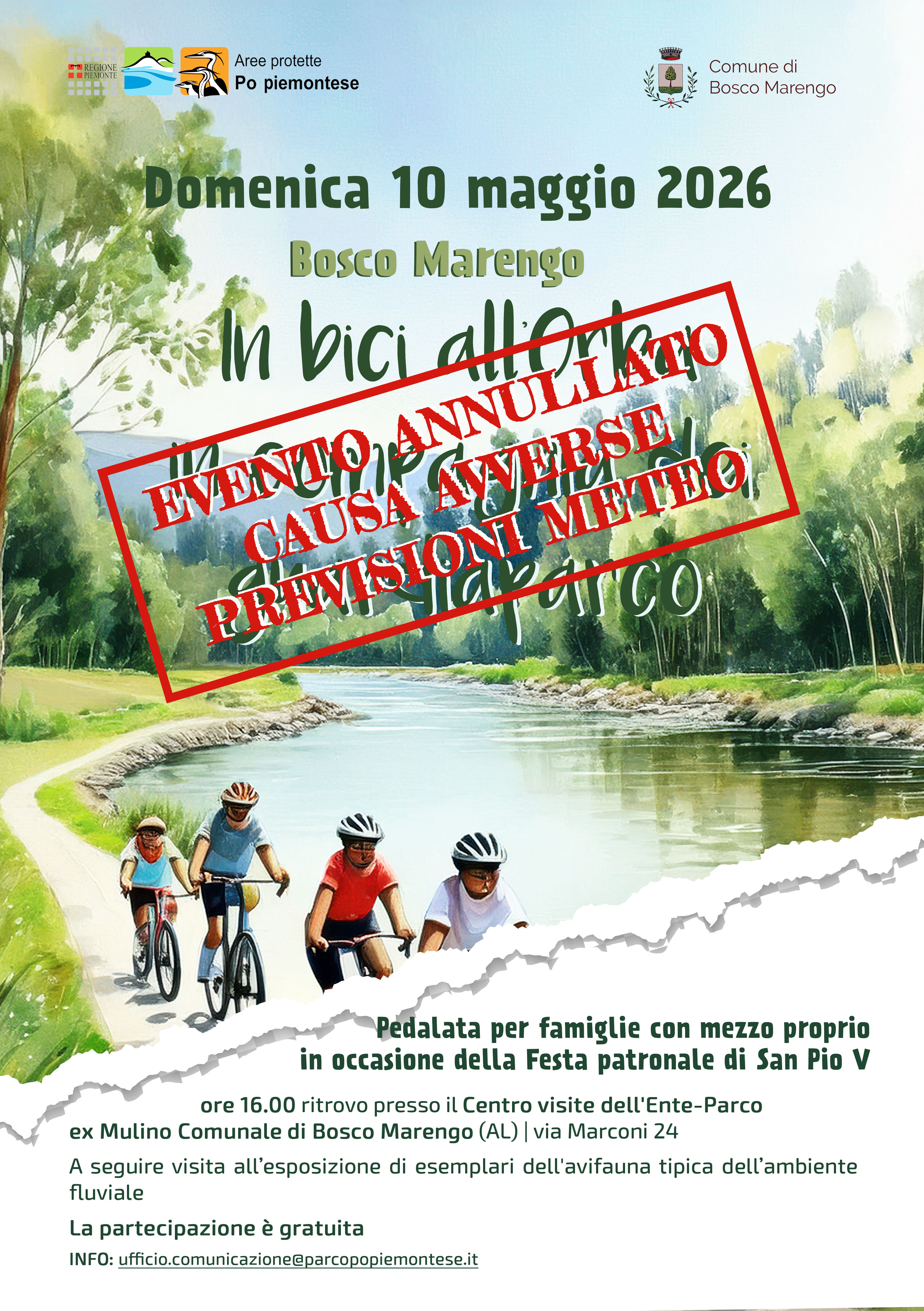 ANNULLATO CAUSA PREVISIONI METEO AVVERSE | In bici all'Orba in compagnia dei guardiaparco